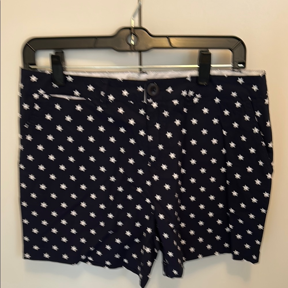 NWOT Caribbean Joe Navy Blue & White Star Patterned Chino Shorts